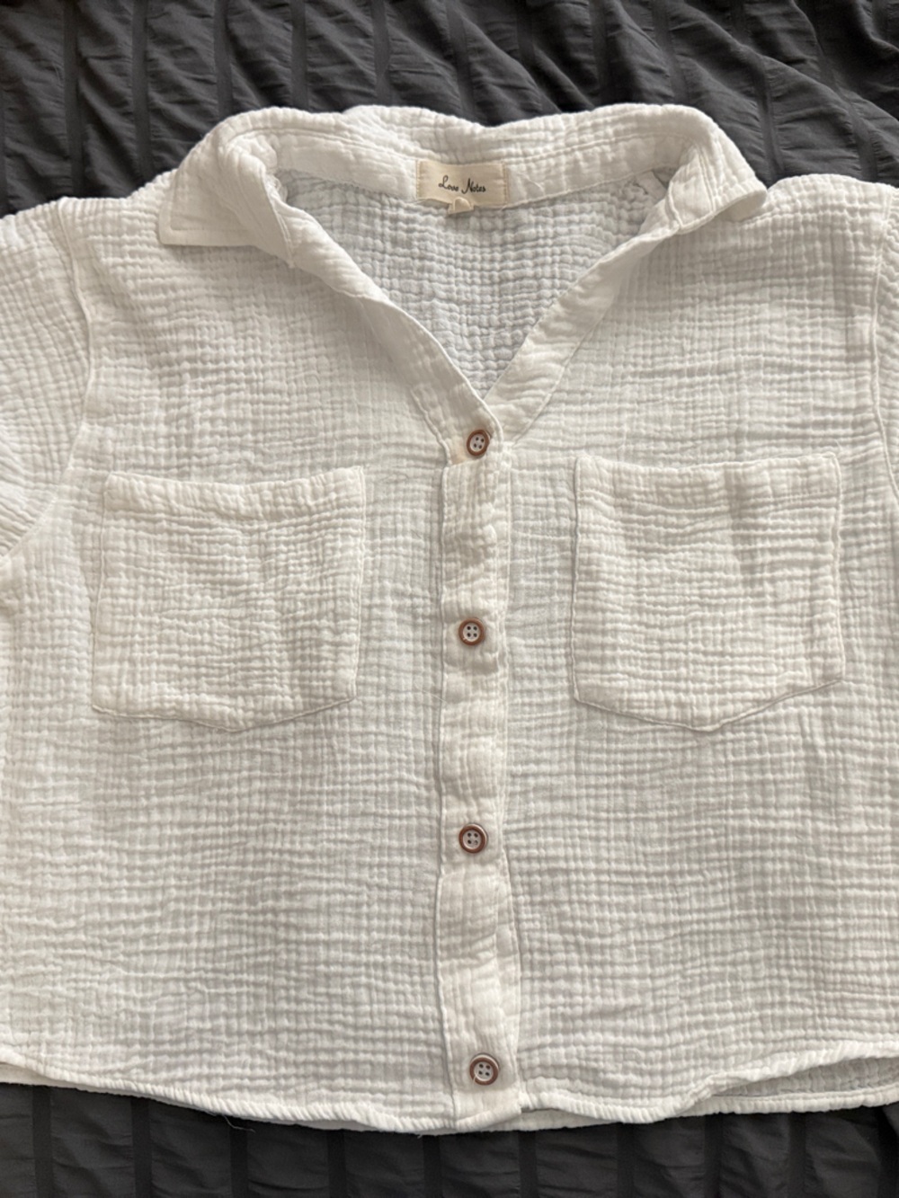 Love Notes Cream Button-Front Gauze Shirt